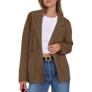 imageANRABESS Womens Sweater Blazer 2025 Fall Cardigan Chunky Knit Jacket CoatsCoffee