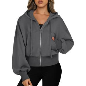 imageANRABESS Womens Zip Up Hoodies Cropped Sweatshirts Casual Comfy Cute Zip Jackets Fashion Trendy Fall Outfits 2025 Y2K ClothesDeep Grey