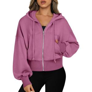 imageANRABESS Womens Zip Up Hoodies Cropped Sweatshirts Casual Comfy Cute Zip Jackets Fashion Trendy Fall Outfits 2025 Y2K ClothesHot Pink