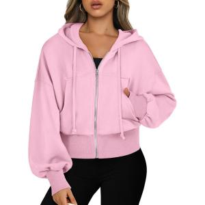 imageANRABESS Womens Zip Up Hoodies Cropped Sweatshirts Casual Comfy Cute Zip Jackets Fashion Trendy Fall Outfits 2025 Y2K ClothesPink
