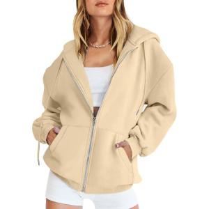 imageANRABESS Womens Zip Up Hoodies Long Sleeve Oversized Sweatshirts Fleece Y2K Jacket Pockets 2025 Fall Outfits Fashion ClothesAlmond