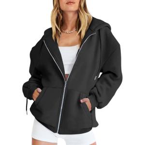 imageANRABESS Womens Zip Up Hoodies Long Sleeve Oversized Sweatshirts Fleece Y2K Jacket Pockets 2025 Fall Outfits Fashion ClothesBlack