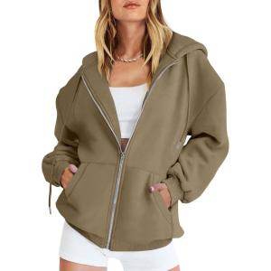 imageANRABESS Womens Zip Up Hoodies Long Sleeve Oversized Sweatshirts Fleece Y2K Jacket Pockets 2025 Fall Outfits Fashion ClothesBrown