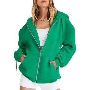 imageANRABESS Womens Zip Up Hoodies Long Sleeve Oversized Sweatshirts Fleece Y2K Jacket Pockets 2025 Fall Outfits Fashion ClothesGrass