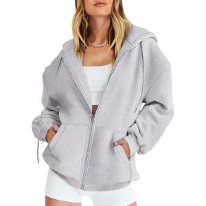 imageANRABESS Womens Zip Up Hoodies Long Sleeve Oversized Sweatshirts Fleece Y2K Jacket Pockets 2025 Fall Outfits Fashion ClothesLight Grey