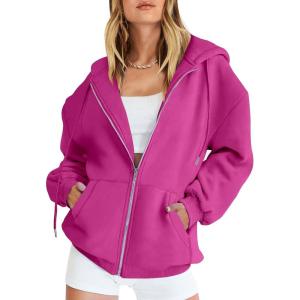 imageANRABESS Womens Zip Up Hoodies Long Sleeve Oversized Sweatshirts Fleece Y2K Jacket Pockets 2025 Fall Outfits Fashion ClothesRose