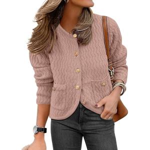 imageCaracilia Womens 2025 Fall Cardigan Sweaters Knitted Dressy Casual Jackets Trendy OutfitsCamel Peach Brown