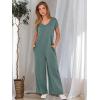 imageANRABESS Jumpsuits for Women 2025 Summer Casual Loose Cap Sleeve Crewneck Wide Leg Rompers Jumper One Piece Beach OutfitsGreen