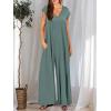 imageANRABESS Jumpsuits for Women 2025 Summer Casual Loose Cap Sleeve Crewneck Wide Leg Rompers Jumper One Piece Beach OutfitsGreen