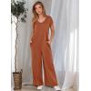 imageANRABESS Jumpsuits for Women 2025 Summer Casual Loose Cap Sleeve Crewneck Wide Leg Rompers Jumper One Piece Beach OutfitsOrange