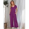 imageANRABESS Jumpsuits for Women 2025 Summer Casual Loose Cap Sleeve Crewneck Wide Leg Rompers Jumper One Piece Beach OutfitsPurple Red