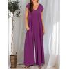 imageANRABESS Jumpsuits for Women 2025 Summer Casual Loose Cap Sleeve Crewneck Wide Leg Rompers Jumper One Piece Beach OutfitsPurple Red