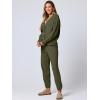 imageANRABESS Women 2 Piece Lounge Sets 2025 Fall Outfits Casual Waffle Knit Cardigan Sweater Pant Set Travel Airport ClothesArmy Green