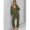 imageANRABESS Women 2 Piece Lounge Sets 2025 Fall Outfits Casual Waffle Knit Cardigan Sweater Pant Set Travel Airport ClothesArmy Green