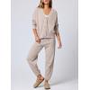 imageANRABESS Women 2 Piece Lounge Sets 2025 Fall Outfits Casual Waffle Knit Cardigan Sweater Pant Set Travel Airport ClothesBeige