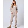 imageANRABESS Women 2 Piece Lounge Sets 2025 Fall Outfits Casual Waffle Knit Cardigan Sweater Pant Set Travel Airport ClothesBeige