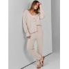 imageANRABESS Women 2 Piece Lounge Sets 2025 Fall Outfits Casual Waffle Knit Cardigan Sweater Pant Set Travel Airport ClothesBeige