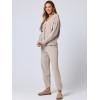 imageANRABESS Women 2 Piece Lounge Sets 2025 Fall Outfits Casual Waffle Knit Cardigan Sweater Pant Set Travel Airport ClothesBeige