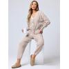 imageANRABESS Women 2 Piece Lounge Sets 2025 Fall Outfits Casual Waffle Knit Cardigan Sweater Pant Set Travel Airport ClothesBeige