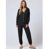 imageANRABESS Women 2 Piece Lounge Sets 2025 Fall Outfits Casual Waffle Knit Cardigan Sweater Pant Set Travel Airport ClothesBlack