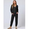 imageANRABESS Women 2 Piece Lounge Sets 2025 Fall Outfits Casual Waffle Knit Cardigan Sweater Pant Set Travel Airport ClothesBlack