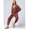 imageANRABESS Women 2 Piece Lounge Sets 2025 Fall Outfits Casual Waffle Knit Cardigan Sweater Pant Set Travel Airport ClothesBrick Red