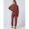 imageANRABESS Women 2 Piece Lounge Sets 2025 Fall Outfits Casual Waffle Knit Cardigan Sweater Pant Set Travel Airport ClothesBrick Red