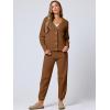 imageANRABESS Women 2 Piece Lounge Sets 2025 Fall Outfits Casual Waffle Knit Cardigan Sweater Pant Set Travel Airport ClothesBrown