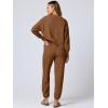 imageANRABESS Women 2 Piece Lounge Sets 2025 Fall Outfits Casual Waffle Knit Cardigan Sweater Pant Set Travel Airport ClothesBrown