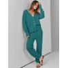 imageANRABESS Women 2 Piece Lounge Sets 2025 Fall Outfits Casual Waffle Knit Cardigan Sweater Pant Set Travel Airport ClothesLake Green