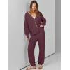 imageANRABESS Women 2 Piece Lounge Sets 2025 Fall Outfits Casual Waffle Knit Cardigan Sweater Pant Set Travel Airport ClothesMaroon