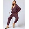 imageANRABESS Women 2 Piece Lounge Sets 2025 Fall Outfits Casual Waffle Knit Cardigan Sweater Pant Set Travel Airport ClothesMaroon