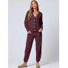 imageANRABESS Women 2 Piece Lounge Sets 2025 Fall Outfits Casual Waffle Knit Cardigan Sweater Pant Set Travel Airport ClothesMaroon