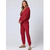 imageANRABESS Women 2 Piece Lounge Sets 2025 Fall Outfits Casual Waffle Knit Cardigan Sweater Pant Set Travel Airport ClothesRed