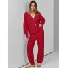 imageANRABESS Women 2 Piece Lounge Sets 2025 Fall Outfits Casual Waffle Knit Cardigan Sweater Pant Set Travel Airport ClothesRed