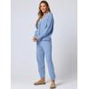 imageANRABESS Women 2 Piece Lounge Sets 2025 Fall Outfits Casual Waffle Knit Cardigan Sweater Pant Set Travel Airport ClothesSky