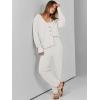 imageANRABESS Women 2 Piece Lounge Sets 2025 Fall Outfits Casual Waffle Knit Cardigan Sweater Pant Set Travel Airport ClothesWhite