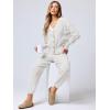 imageANRABESS Women 2 Piece Lounge Sets 2025 Fall Outfits Casual Waffle Knit Cardigan Sweater Pant Set Travel Airport ClothesWhite