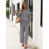 imageANRABESS Women 2 Piece Outfits Oversized Loose Waffle Knit Sweater Set 2025 Fall Trendy Matching Lounge Sets Cozy ClothesGray