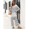 imageANRABESS Women 2 Piece Outfits Oversized Loose Waffle Knit Sweater Set 2025 Fall Trendy Matching Lounge Sets Cozy ClothesStripes White