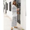 imageANRABESS Women 2 Piece Outfits Oversized Loose Waffle Knit Sweater Set 2025 Fall Trendy Matching Lounge Sets Cozy ClothesStripes White