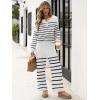 imageANRABESS Women 2 Piece Outfits Oversized Loose Waffle Knit Sweater Set 2025 Fall Trendy Matching Lounge Sets Cozy ClothesStripes White