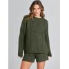 imageANRABESS Women 2 Piece Outfits Sweater Lounge Loungewear Sets 2025 Winter Cable Knit Oversized Sweaters Shorts Matching SetsArmy Green