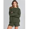 imageANRABESS Women 2 Piece Outfits Sweater Lounge Loungewear Sets 2025 Winter Cable Knit Oversized Sweaters Shorts Matching SetsArmy Green