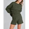 imageANRABESS Women 2 Piece Outfits Sweater Lounge Loungewear Sets 2025 Winter Cable Knit Oversized Sweaters Shorts Matching SetsArmy Green