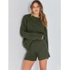 imageANRABESS Women 2 Piece Outfits Sweater Lounge Loungewear Sets 2025 Winter Cable Knit Oversized Sweaters Shorts Matching SetsArmy Green
