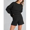 imageANRABESS Women 2 Piece Outfits Sweater Lounge Loungewear Sets 2025 Winter Cable Knit Oversized Sweaters Shorts Matching SetsBlack