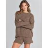 imageANRABESS Women 2 Piece Outfits Sweater Lounge Loungewear Sets 2025 Winter Cable Knit Oversized Sweaters Shorts Matching SetsBrown