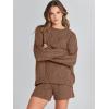 imageANRABESS Women 2 Piece Outfits Sweater Lounge Loungewear Sets 2025 Winter Cable Knit Oversized Sweaters Shorts Matching SetsCoffee