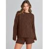 imageANRABESS Women 2 Piece Outfits Sweater Lounge Loungewear Sets 2025 Winter Cable Knit Oversized Sweaters Shorts Matching SetsDark Brown